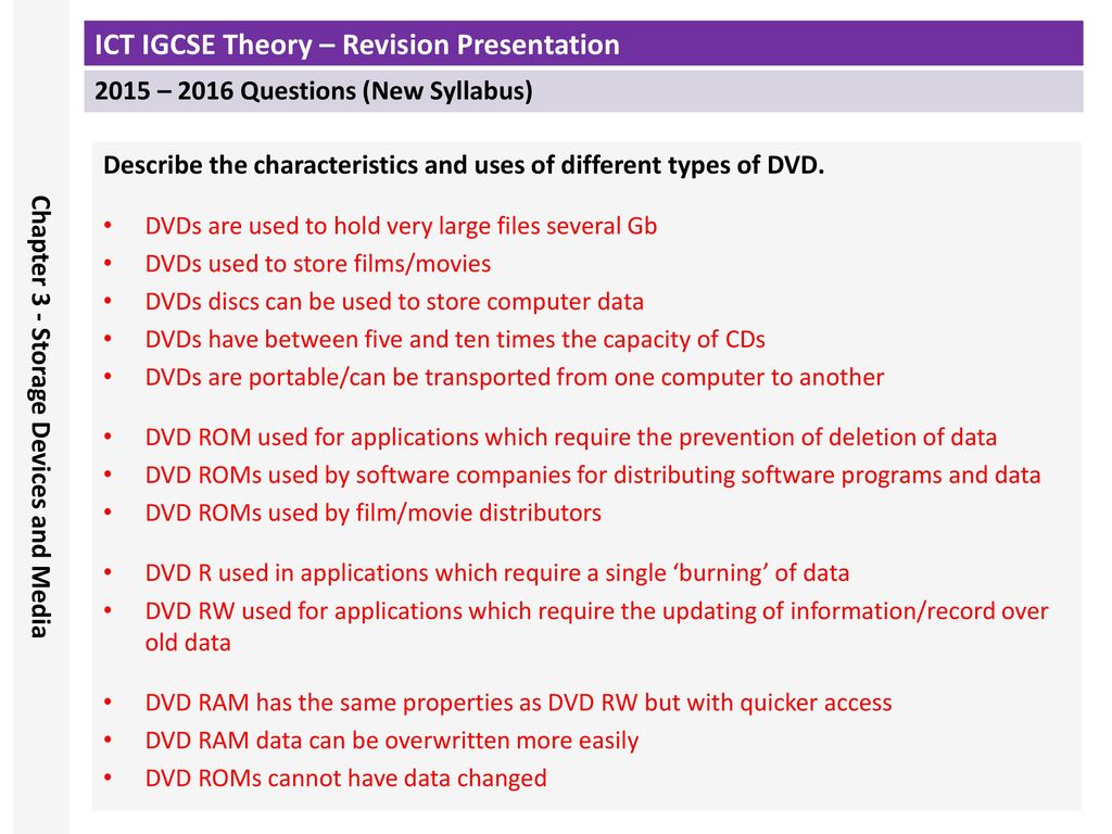 Describe the characteristics and uses of different types of DVD. - ppt  download