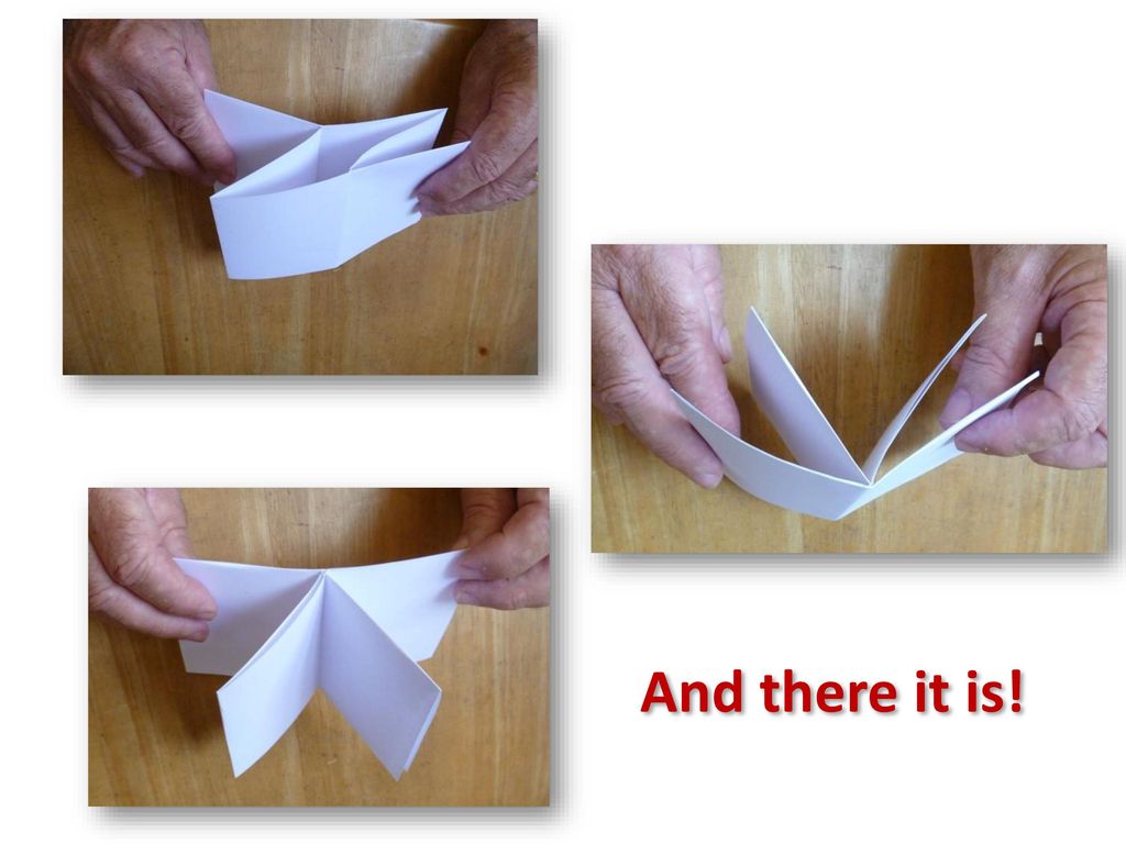 Push until the paper folds right up into a little book