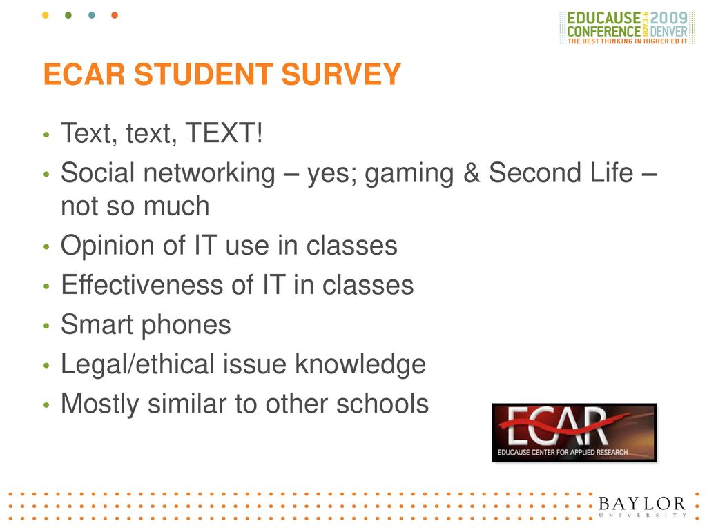 ECAR student survey Text, text, TEXT!