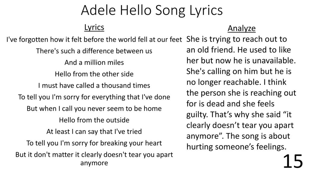 Adele Hello Song Lyrics.
