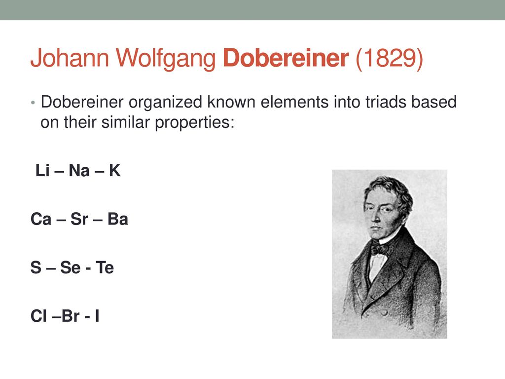 Johann Wolfgang Dobereiner Contribution To The Periodic Table