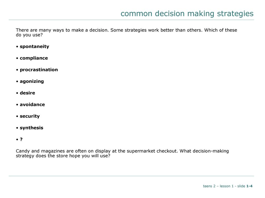 common decision making strategies