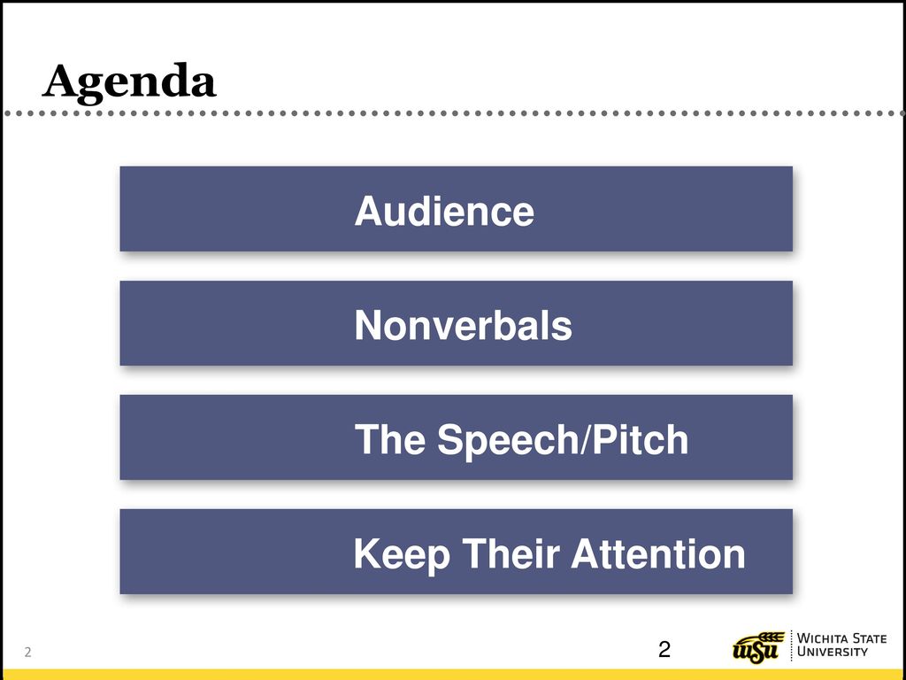 Agenda Audience Nonverbals The Speech/Pitch Keep Their Attention
