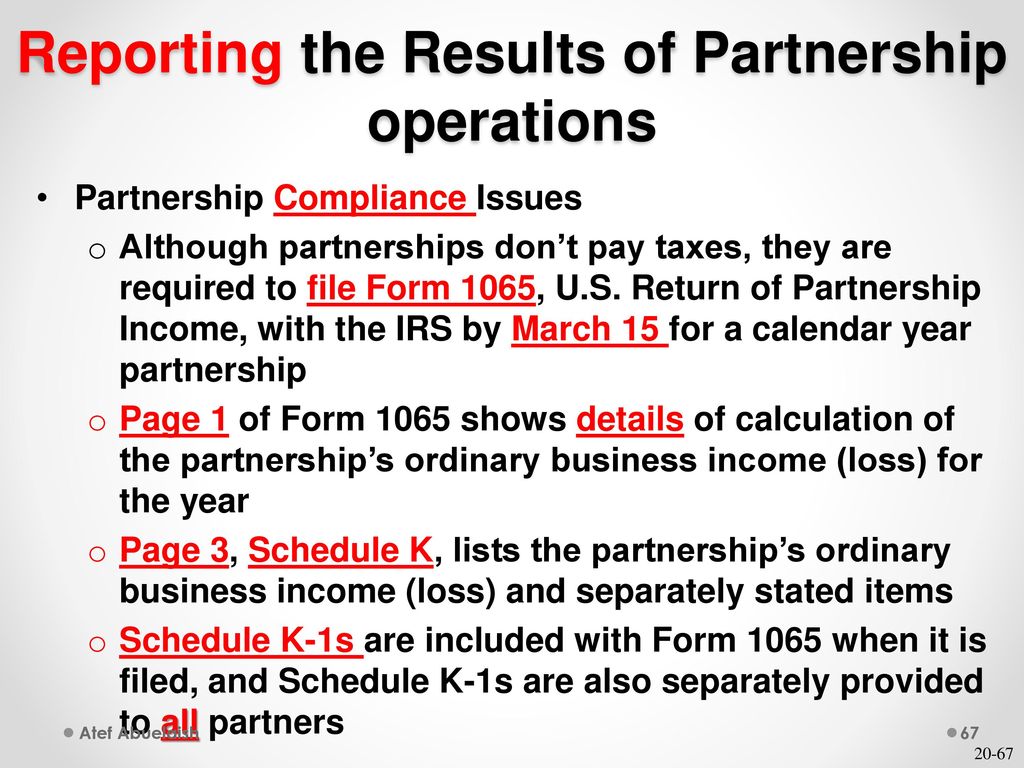 Reporting the Results of Partnership operations