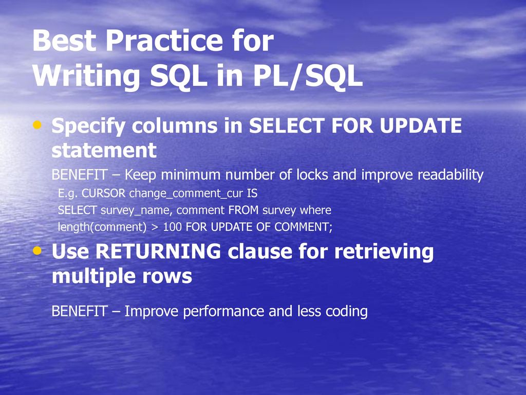 Best Practices on PL/SQL & SQL Tuning - ppt download
