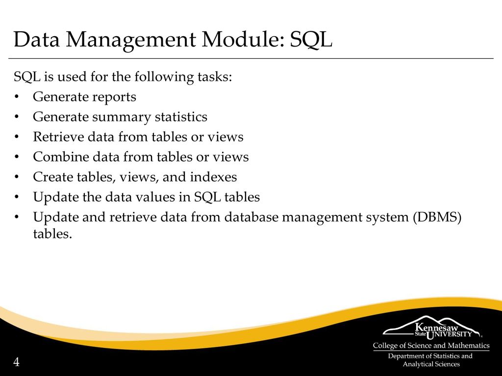 Data management module using sql in r ppt download
