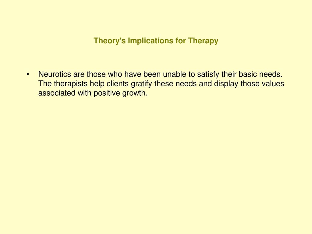 Theory s Implications for Therapy