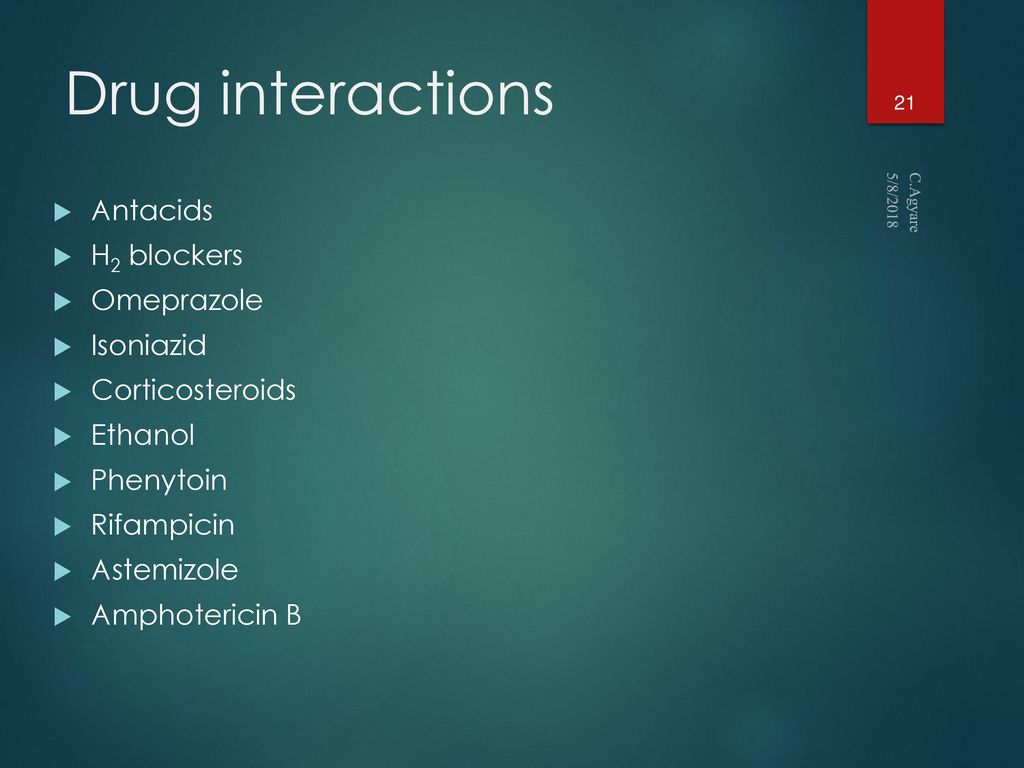 Drug interactions Antacids H2 blockers Omeprazole Isoniazid