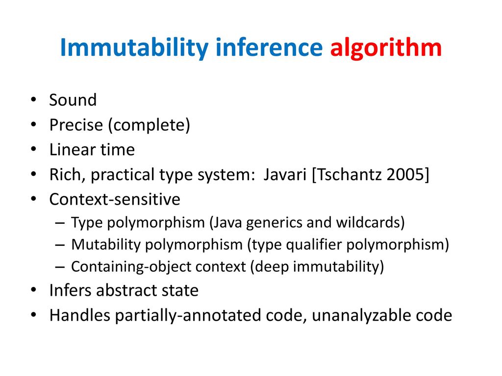 Immutability inference algorithm