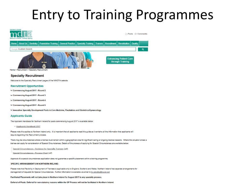 Entry to Training Programmes