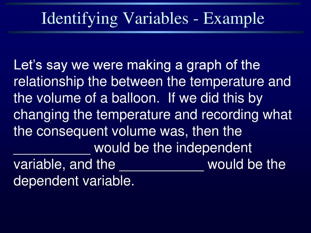 Identifying Variables - Example