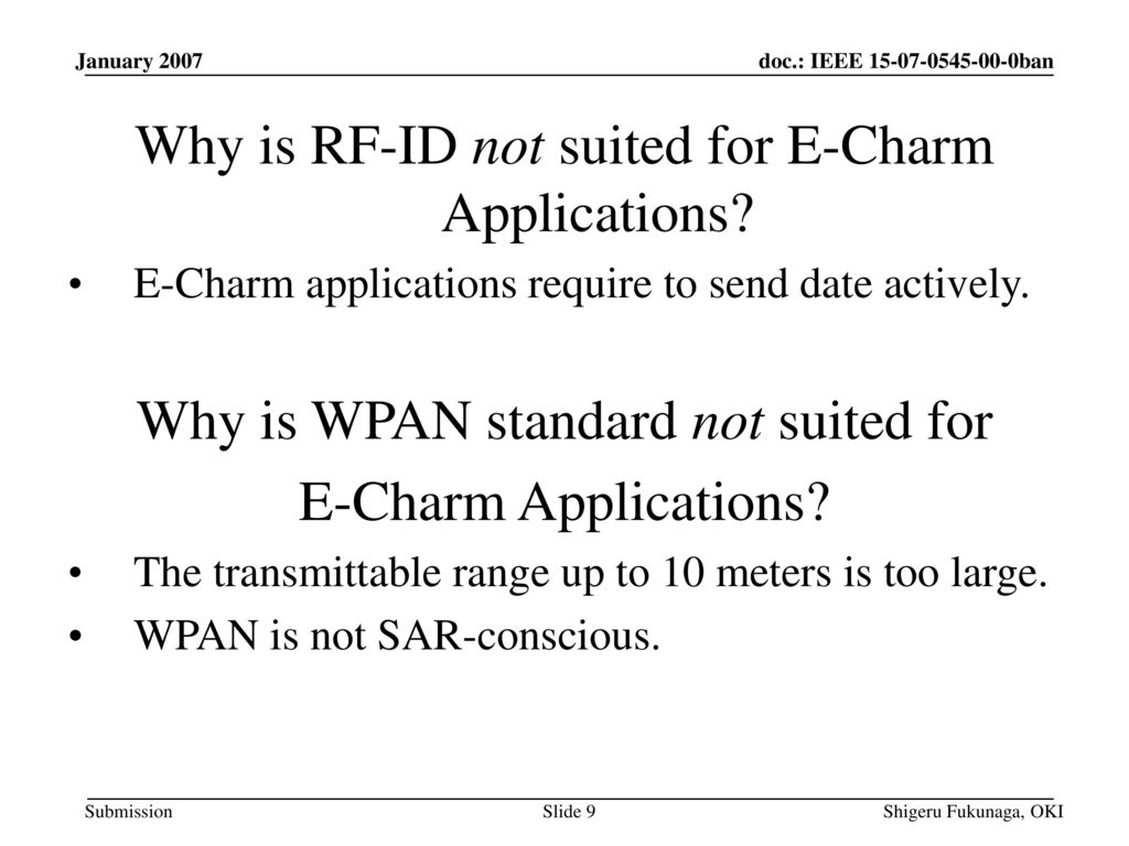 Why is RF-ID not suited for E-Charm Applications