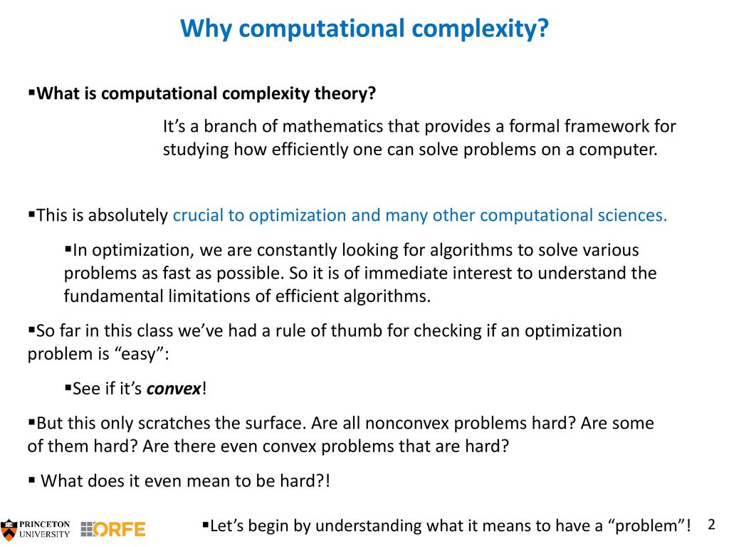 A Working Knowledge of Computational Complexity for an Optimizer 
