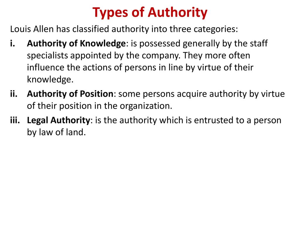 classification of authority