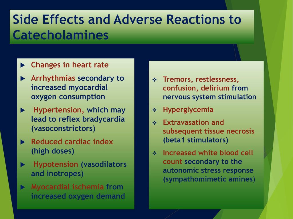 Side Effects and Adverse Reactions to Catecholamines