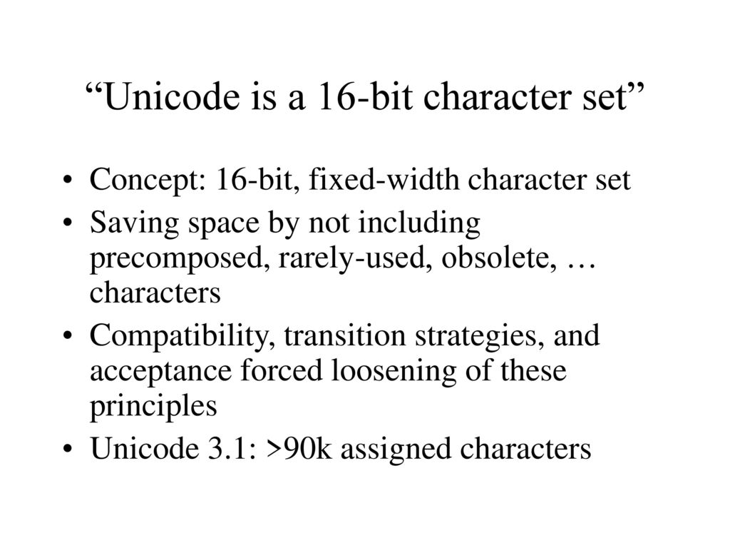 Unicode is a 16-bit character set