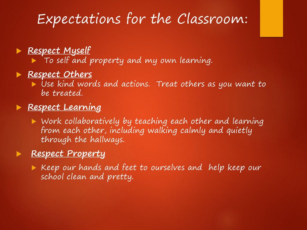 Expectations for the Classroom: