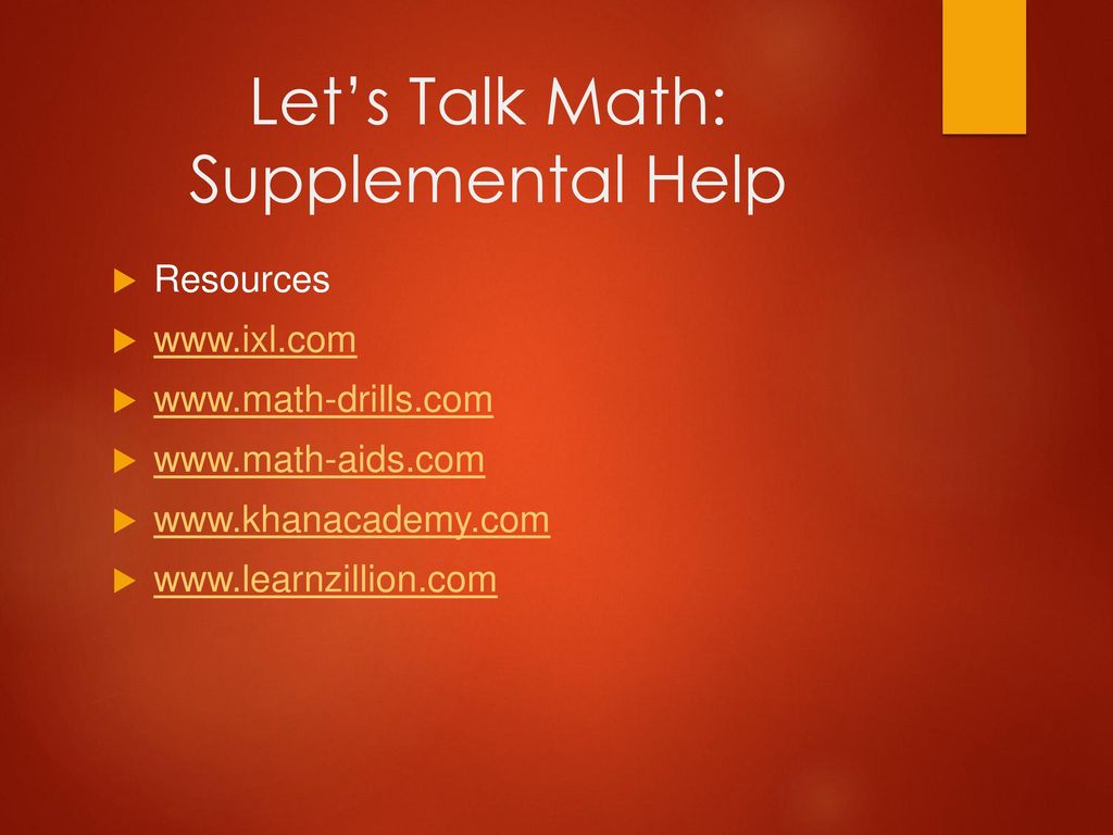 Let’s Talk Math: Supplemental Help