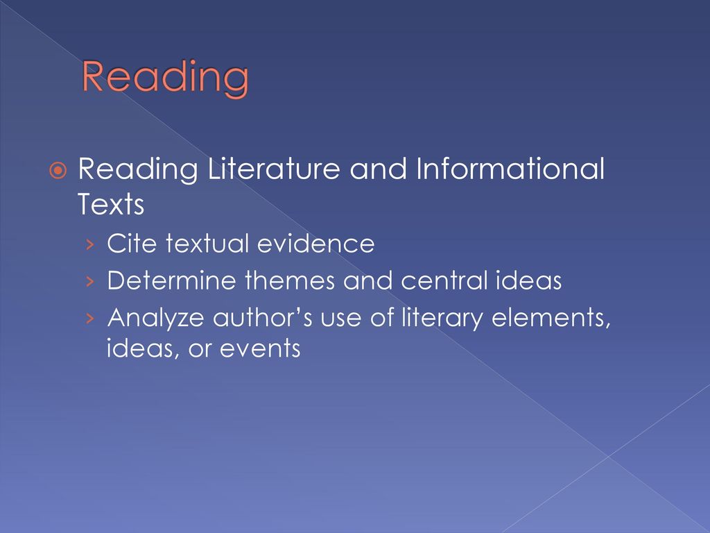 Reading Reading Literature and Informational Texts