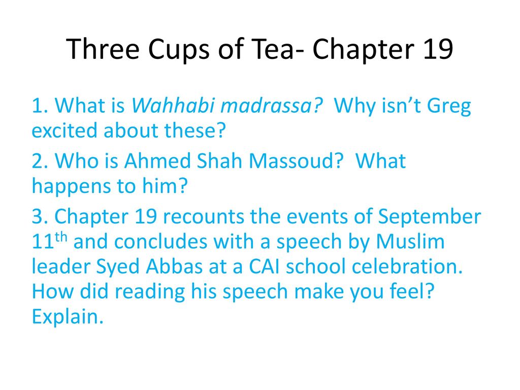 Three Cups of Tea- Chapter 19