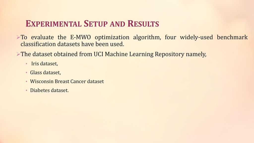 Enhanced mwo training algorithm to improve classification accuracy