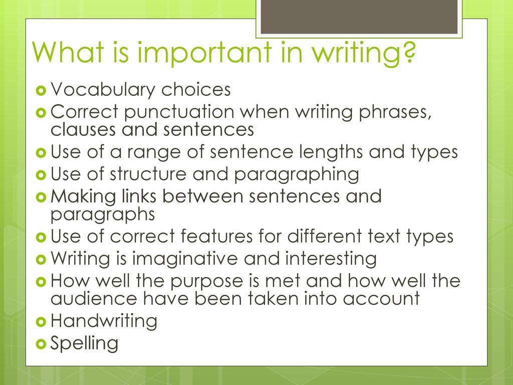 What is important in writing