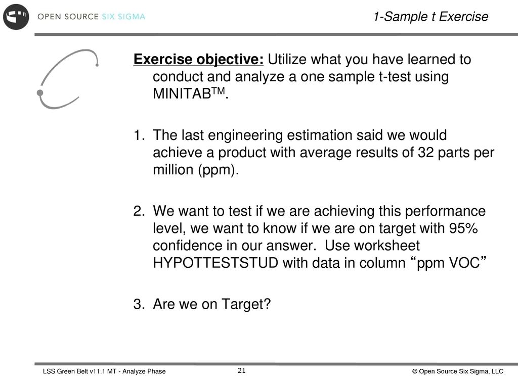 Analyze Phase Hypothesis Testing Normal Data Part 1 Ppt Download