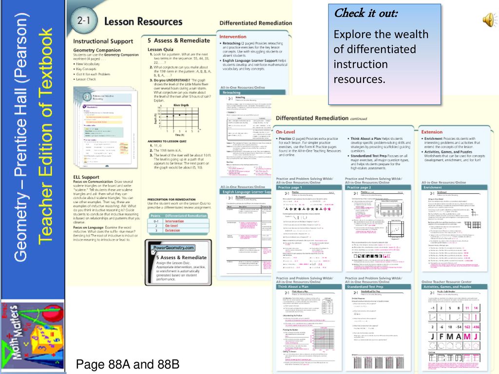 Check it out: Explore the wealth of differentiated instruction resources. Turn to page 88A and 88B.
