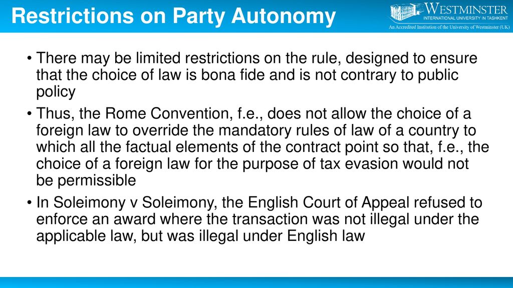 Restrictions on Party Autonomy