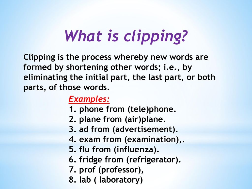 Clipping and Other Word Formation Processes - ppt download