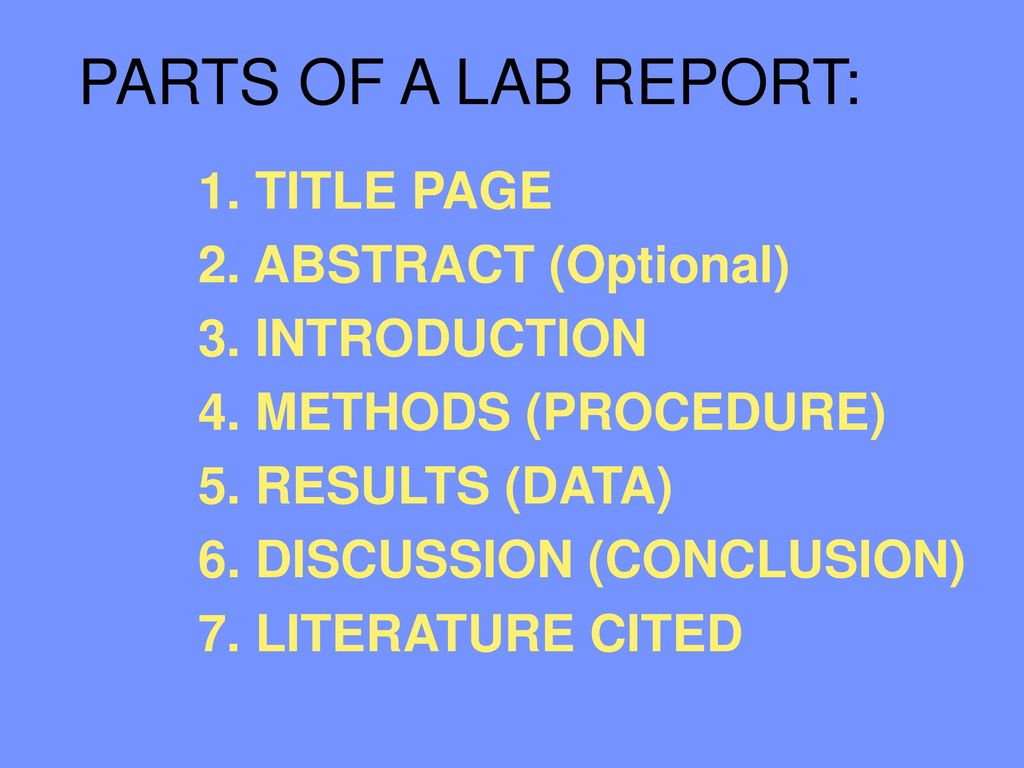 Science Lab Report Format Red Lion Area Senior High School Ppt