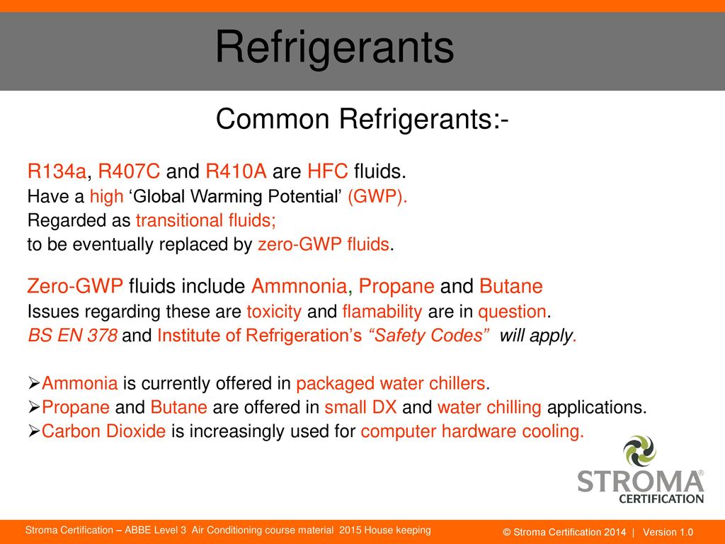 Common Refrigerants:-