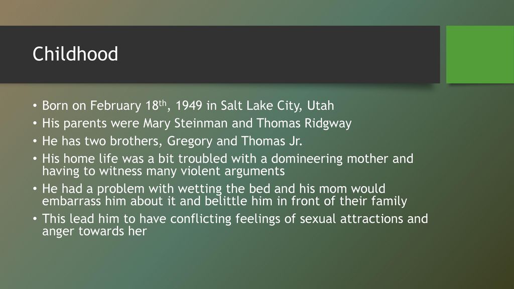 Gary Ridgway The Green River Killer Ppt Download View wendy lee's genealogy family tree on geni, with over 190 million profiles of ancestors and living relatives. gary ridgway the green river killer