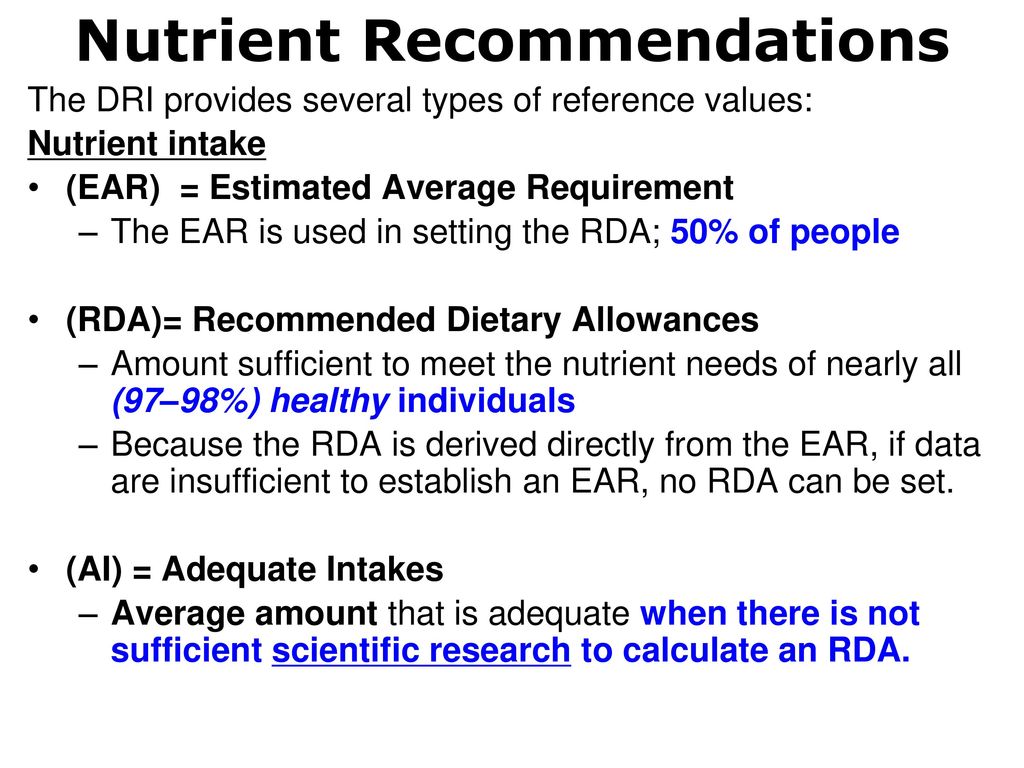 Dietary Reference Intakes Ppt Download