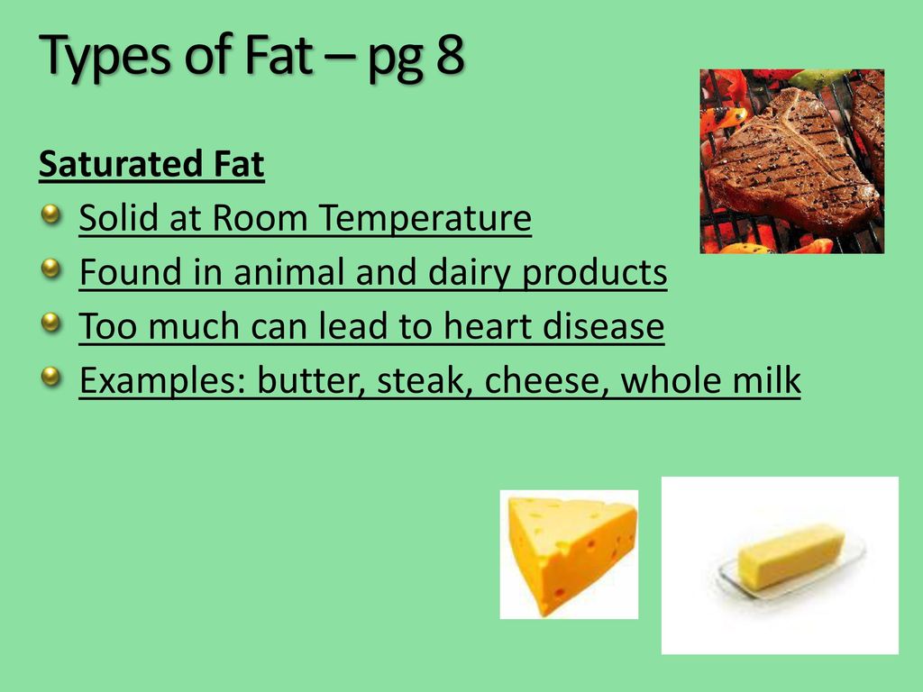 Types Of Fat Pg 8 Saturated Unsaturated Trans Saturated