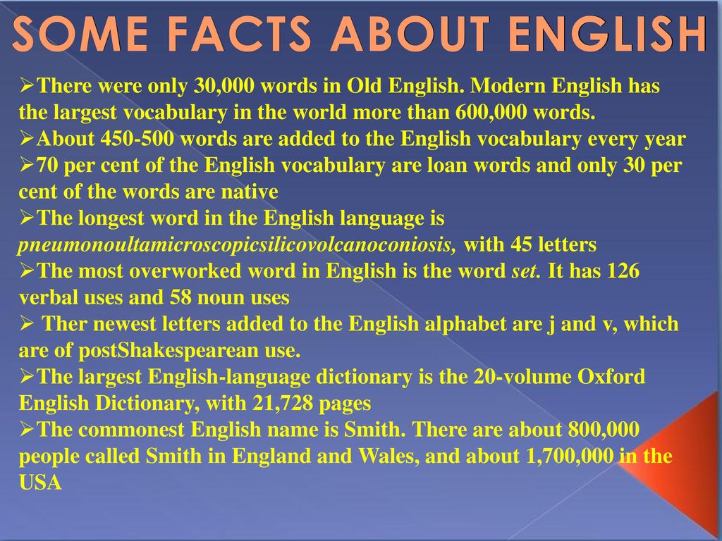 SOME FACTS ABOUT ENGLISH