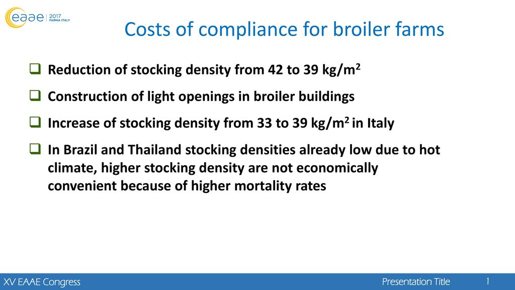 Costs of compliance for broiler farms
