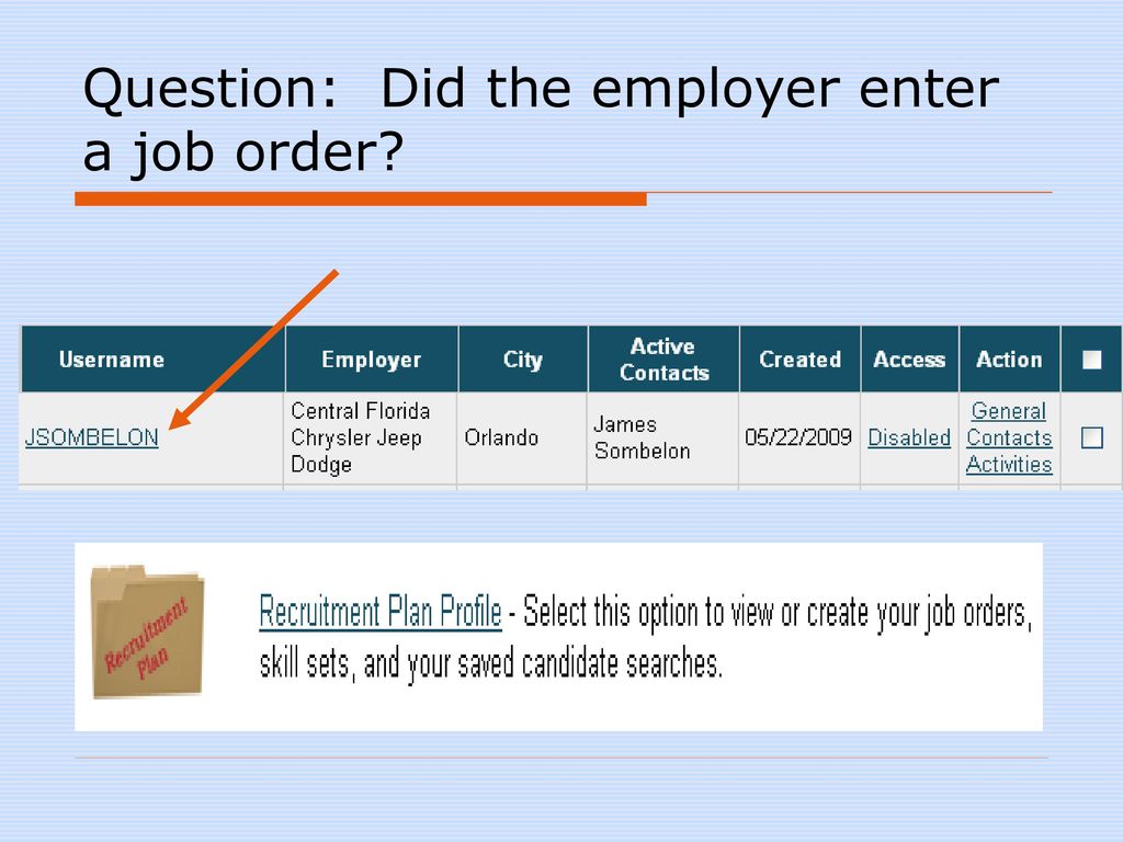 Question: Did the employer enter a job order