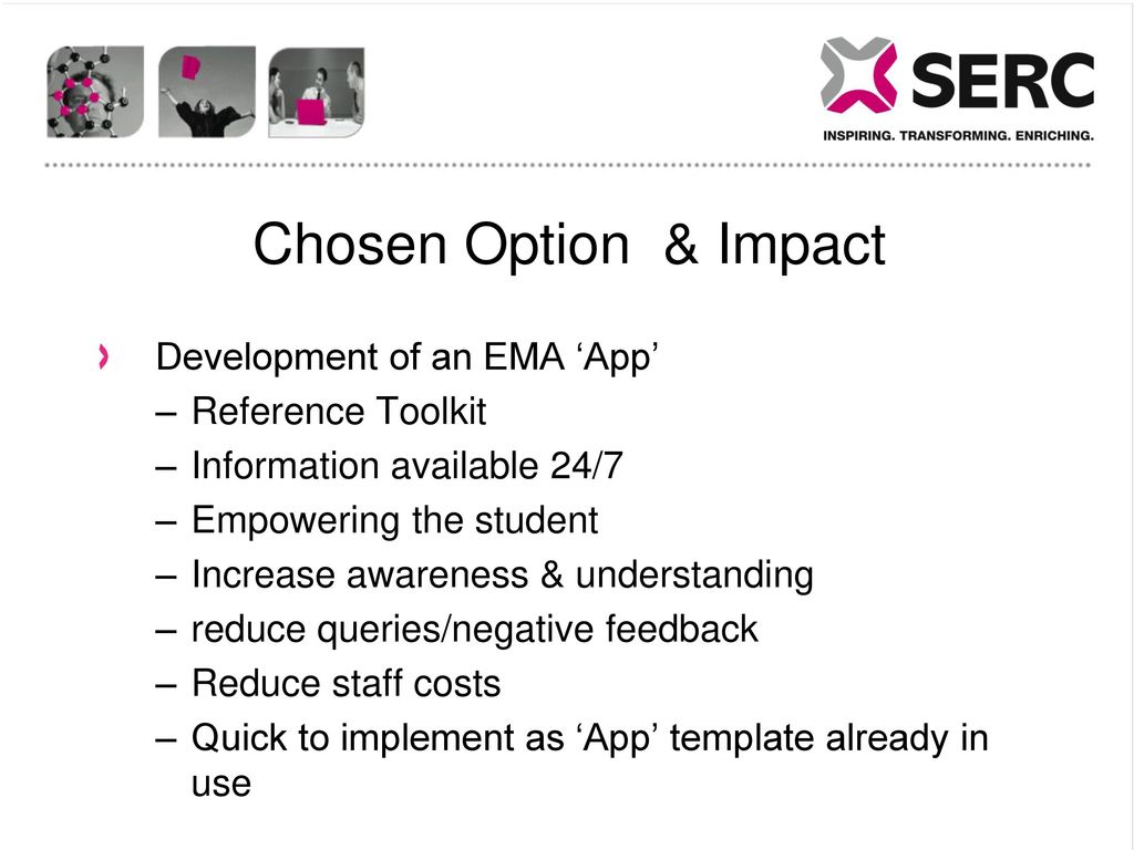 Chosen Option & Impact Development of an EMA ‘App’ Reference Toolkit