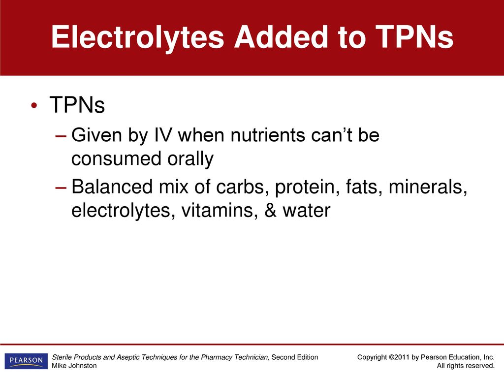 Electrolytes Added to TPNs