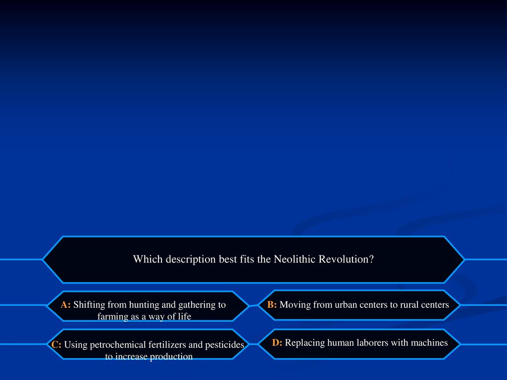Which description best fits the Neolithic Revolution