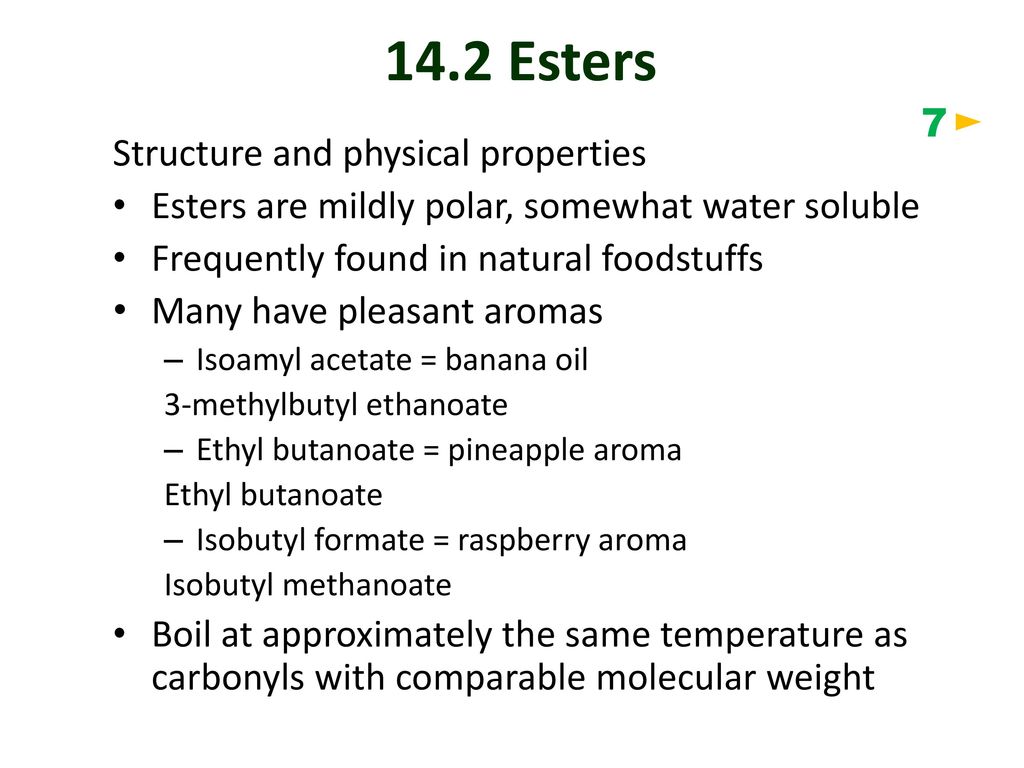 14.2 Esters 7 Structure and physical properties