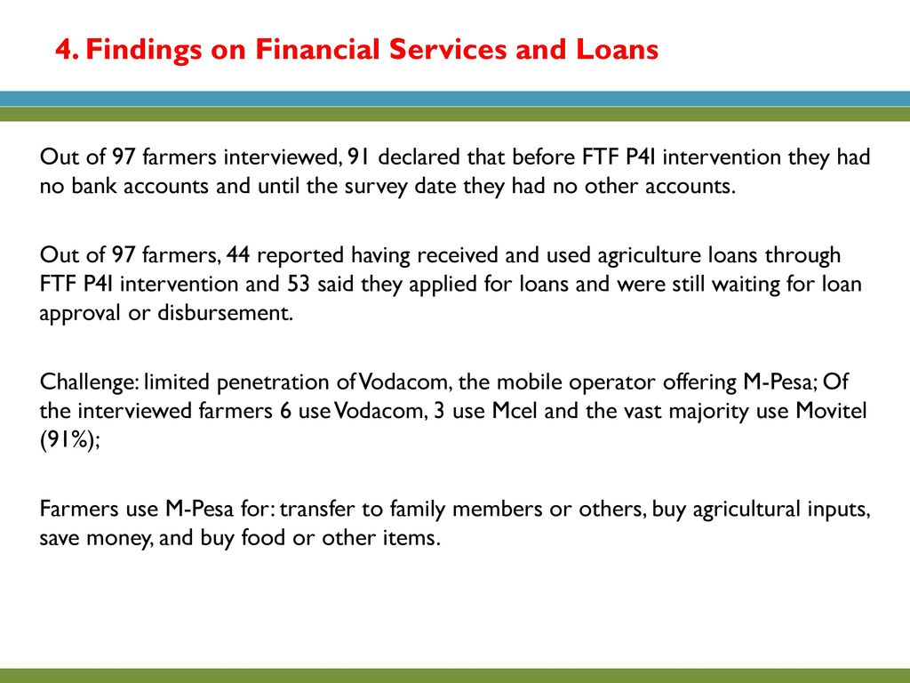 4. Findings on Financial Services and Loans