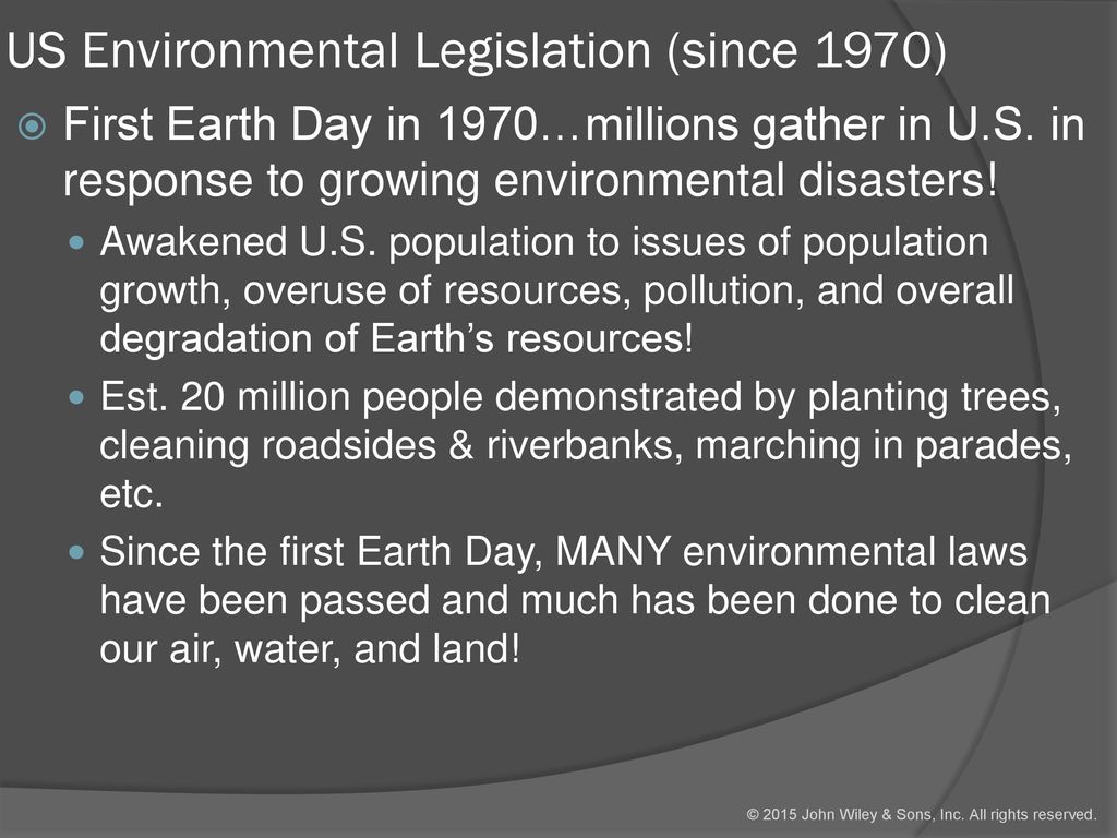 US Environmental Legislation (since 1970)
