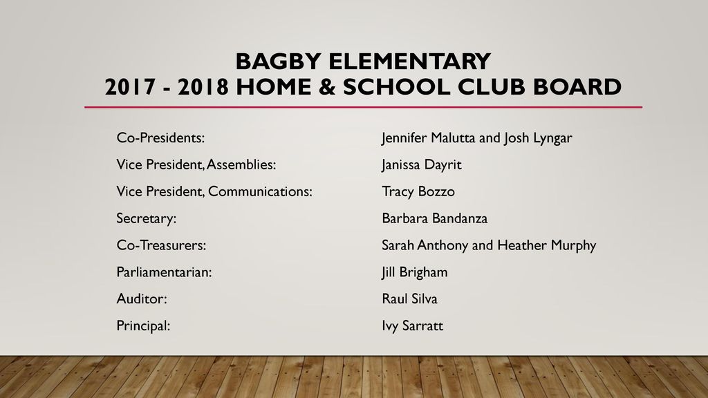 Bagby Elementary Home & School Club Board