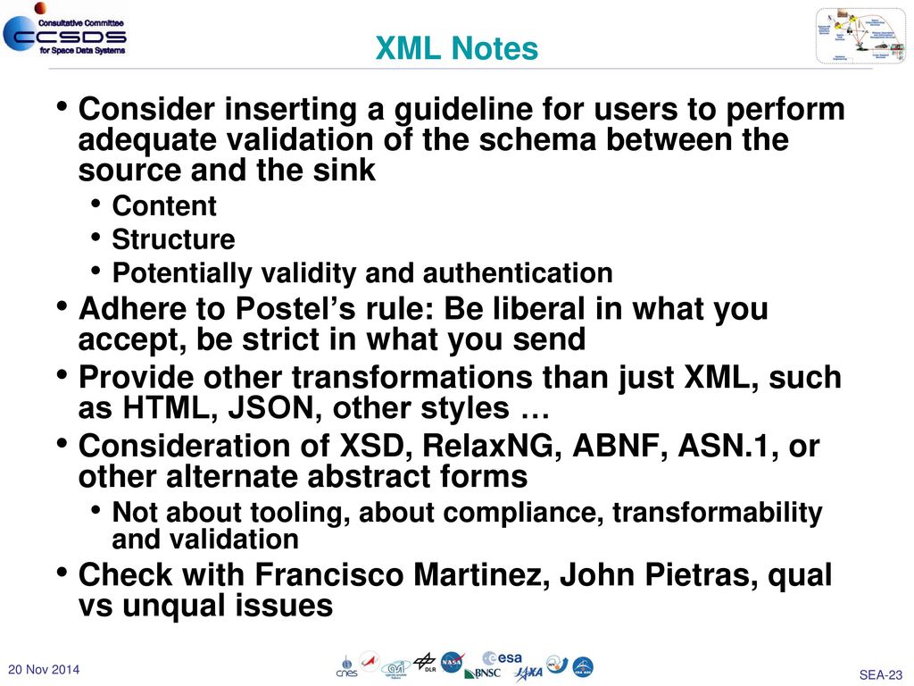 Ccsds system engineering area sea xsg xml standards guidelines