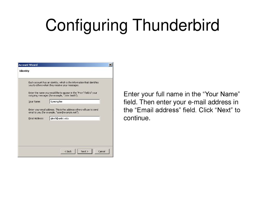 Configuring Thunderbird