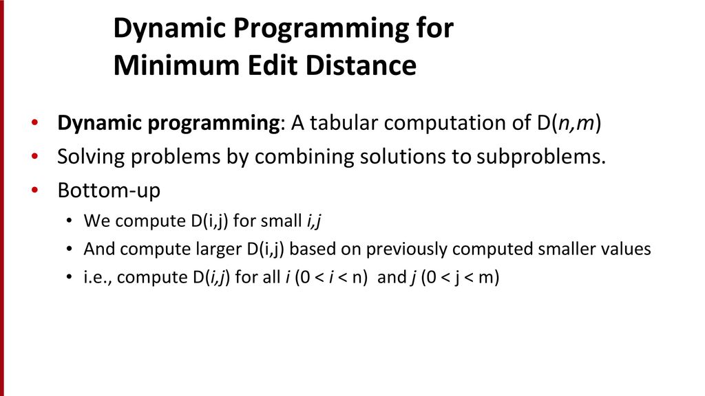 Definition of Minimum Edit Distance - ppt download