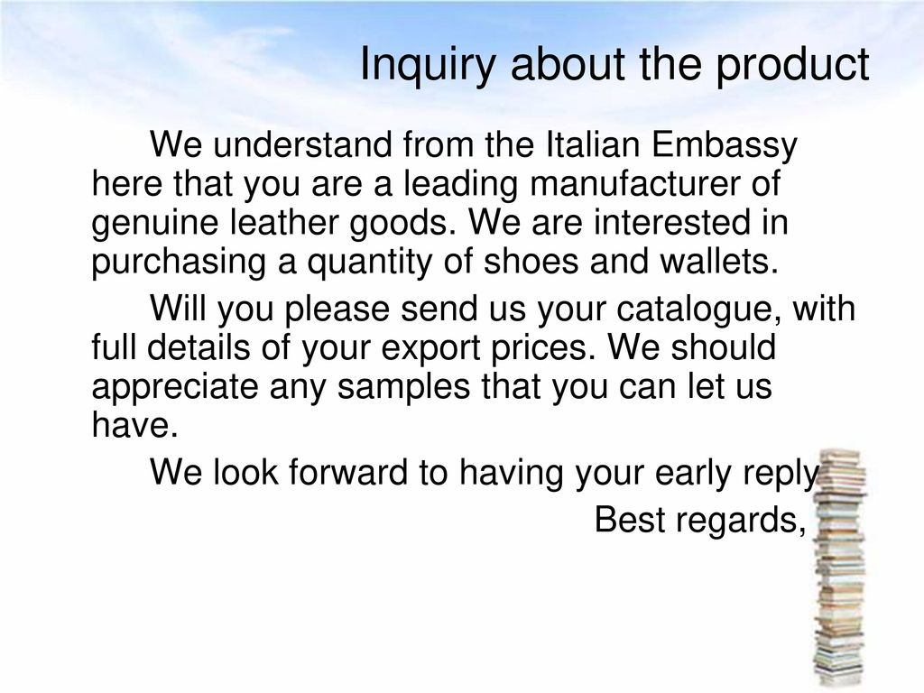 inquiry letter for product information