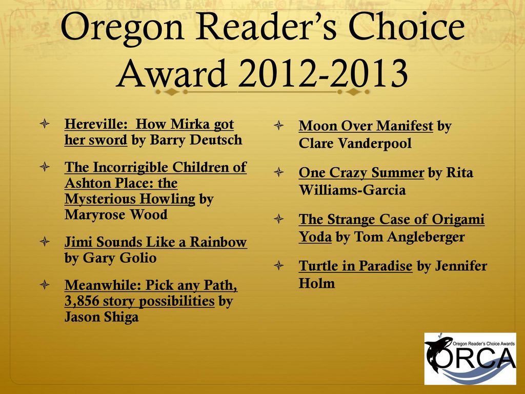 Oregon Reader’s Choice Award - ppt download